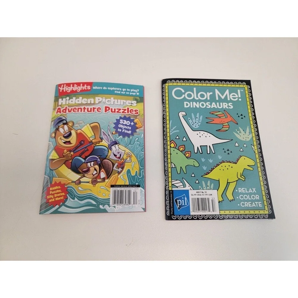 Highlights Hidden Pictures Adventure Puzzles and Color Me Dinosaurs by pil new